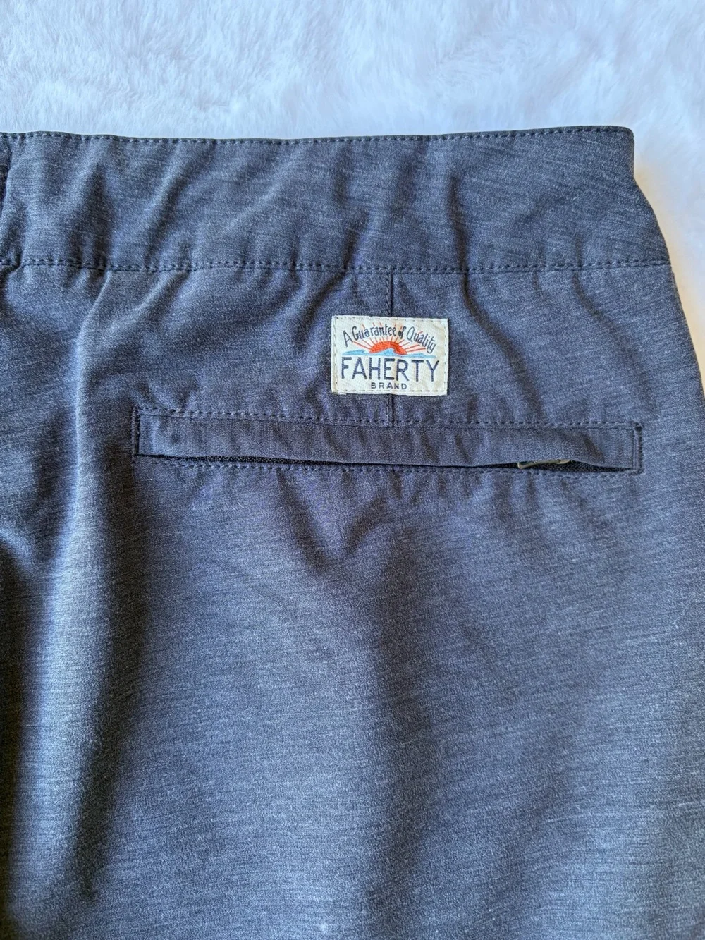 Faherty All Day Shorts Mens Gray Chino Drawstring Stretch Casual